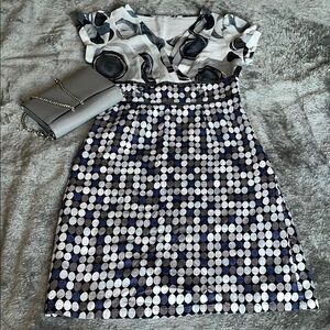 Black and White Ruffled Empire Waist Mini Dress